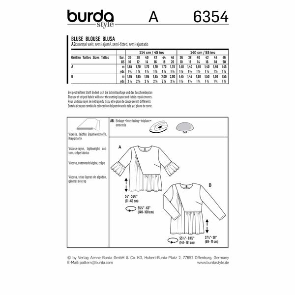 Pattern, Burda, 6354, Asymmetric Top