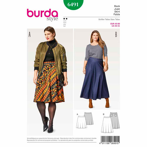 Pattern, Burda ,6491, Ladies Skirt Plus Size