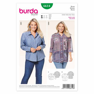 Pattern, Burda, 6614, Ladies Blouse Plus Size