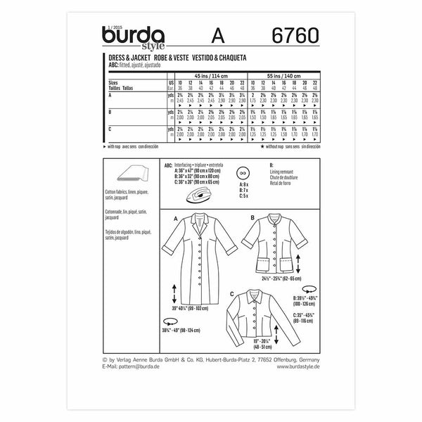 Pattern, Burda, 6760, Ladies Dress
