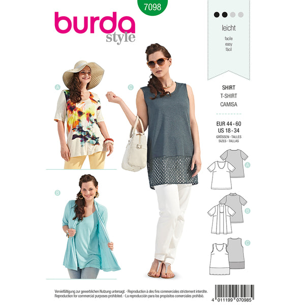 Pattern, Burda, 7098, Ladies Top