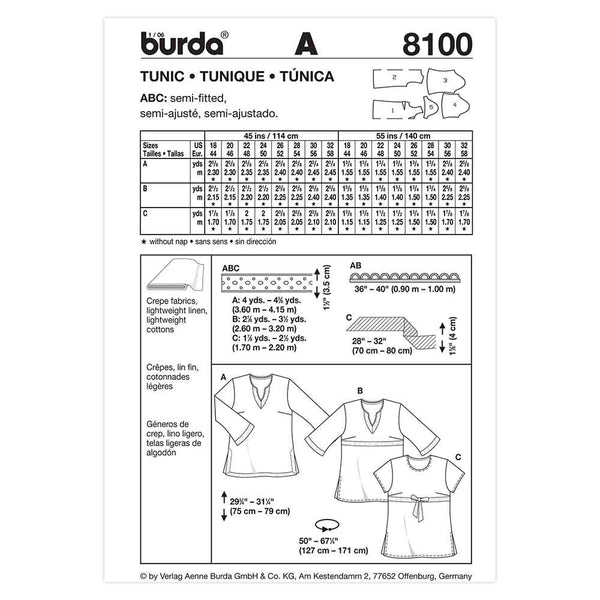Pattern, Burda, 8100, Tunic