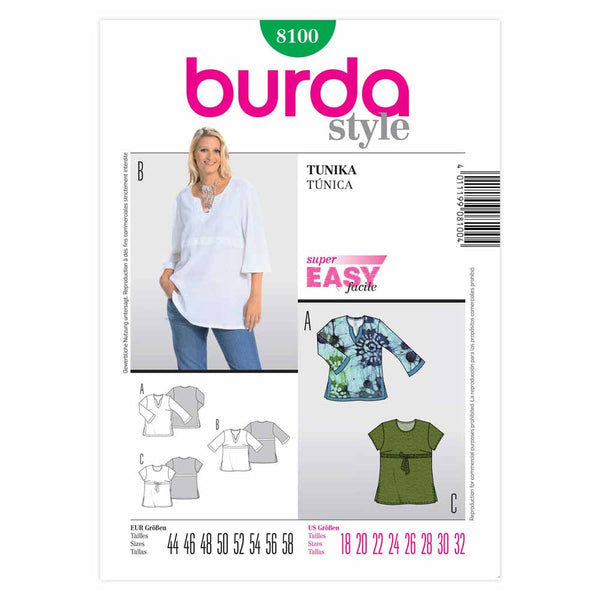 Pattern, Burda 8100 Tunic