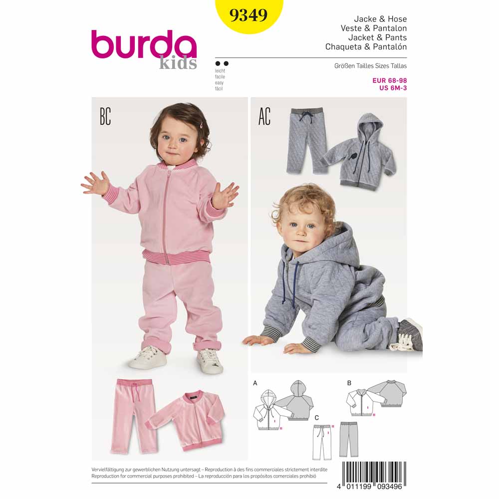 Pattern, Burda, 9349, Child Toddler Track Suit