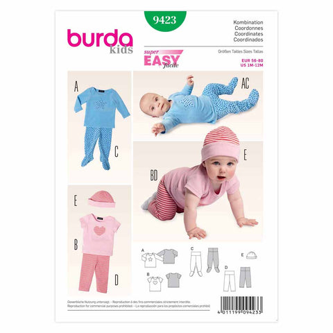 Pattern, Burda, 9423, Baby Co-ordinate Unisex