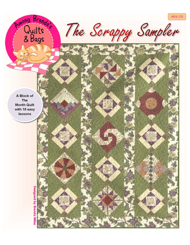 Pattern, ABQ, Scrappy Sampler Quilt, block of the month