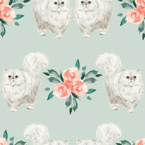 Fabric, Everyday Is Caturday, Mint with White Cats 18039-MNT