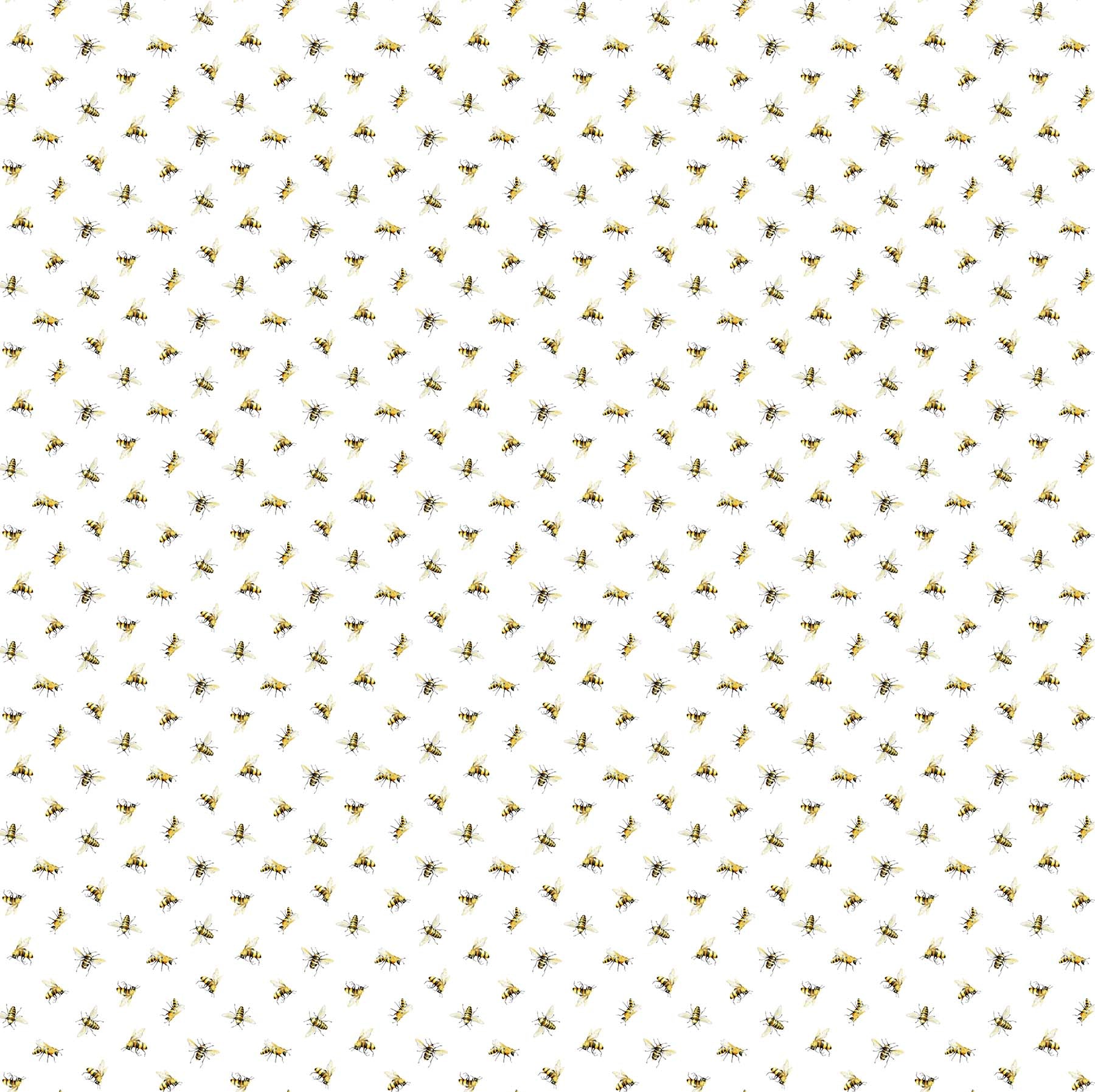 Fabric, Scented Garden, White Multi Tossed Bees 23973 10