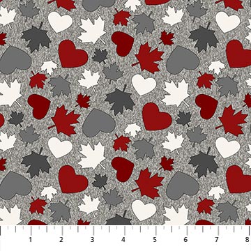 Fabric, My Canada, Gray Multi Toss Symbols 24012 92