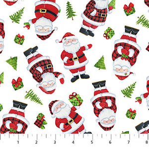 Fabric, Christmas Santa's Tree farm White Multi 24733-10