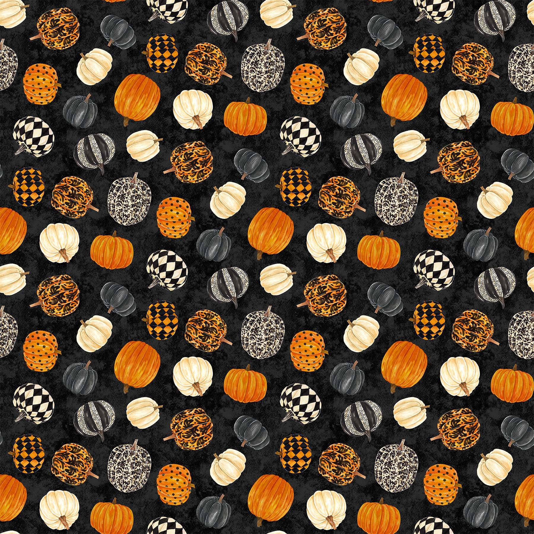 Fabric, Candelabra Black Multi Pumpkin Toss 24764-99