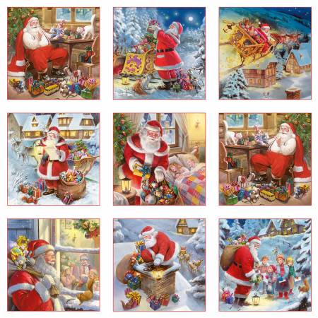 Fabric, Santa Claus Is Coming, Panel 4707E-White