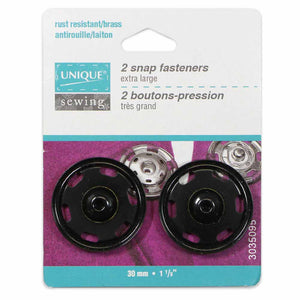 Snap, Sew In Snap Fasteners Black - size 30mm 1 1/8"