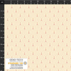 Fabric, Tiny Delight, Cream Background, Pink Cross and Flower,  4514-251
