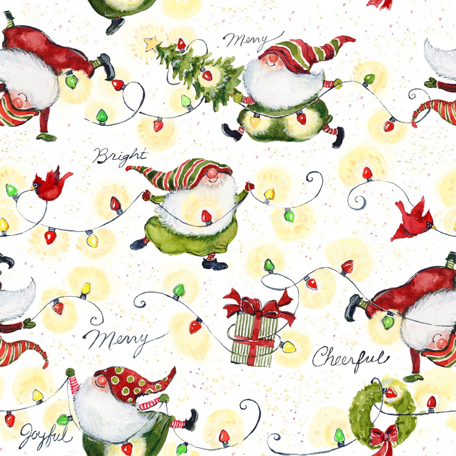 Fabric, Christmas Gnomes and Lights 77503G550715