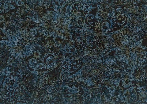 Fabric, Soft Touch Rayon Batik Teal/Black 82122-63
