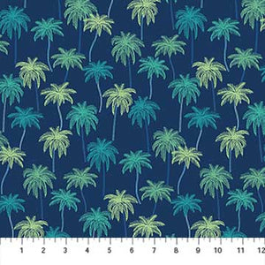 Fabric, Oasis, Palm Trees