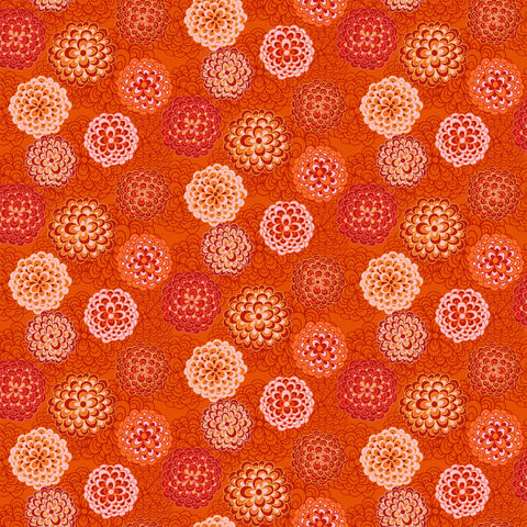 Fabric, Happiness Orange Multi  Dahlia 90595-56