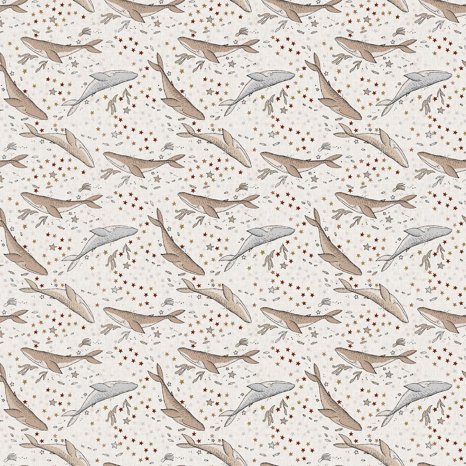 Fabric, Calm Waters, Cream Whales, 90619-12