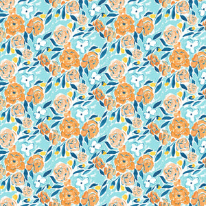 Fabric, Lush & Lively Orange Multi Tossed Floral 90636-56