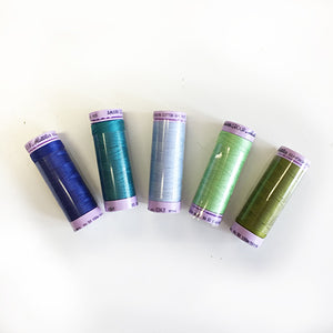 Thread, Mettler:  Blues, Greens - 50wt Cotton Silk Finish 164yd/150M