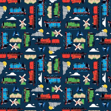 Fabric, Thomas and Friends All Aboard, Navy Sodor C11002R-NAVY
