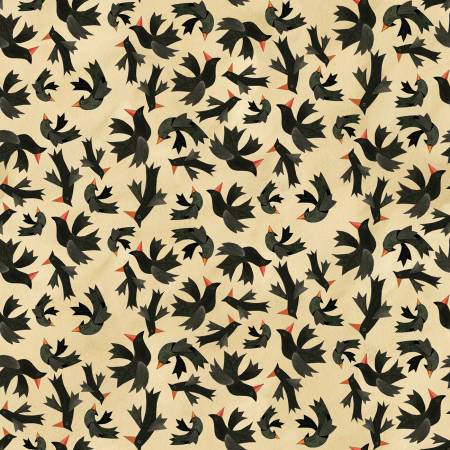 Fabric, Halloween Whimsy Parchment Birds C11822R-PARCHMENT