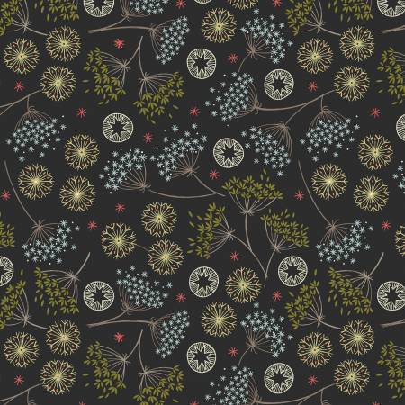Fabric, New Forest Winter Black Winter Floral # C61-3