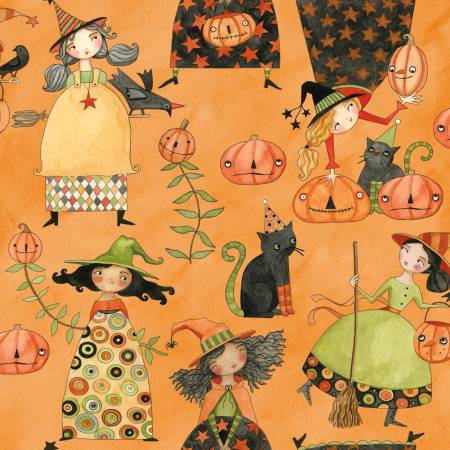 Fabric, Halloween Whimsy Orange Main CD11820R-ORANGE