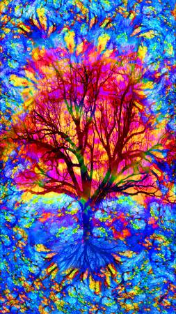 Fabric Panel, Nature's Glow Tree CD2150-MULTI
