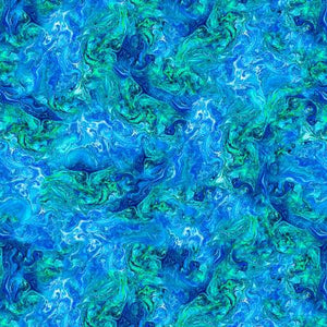 Fabric, Nature's Glow Blue Abstract Marble, CD2154-BLUE