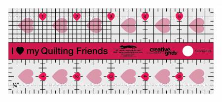 Ruler, Creative Grids I Love My Quilt Friends Mini Quilt Ruler 2-1/2in x 6in # CGRQF26