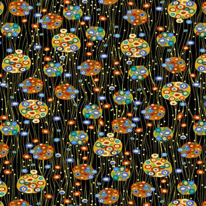 Fabric, Cleo, Black Bejeweled Abstract Floating CM1882-BLACK