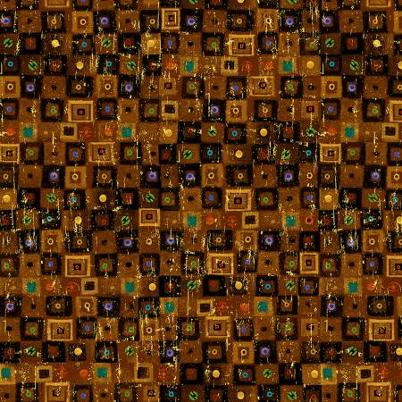 Fabric, Cleo, Brown Bejeweled Square CM1884-BROWN