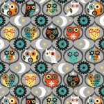 Fabric, Hocus Pocus Grey Night Owl CX9741-GRAY