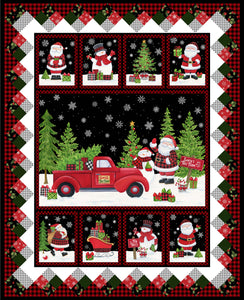 Fabric, Santa's Tree Farm, Black Multi, DP24730