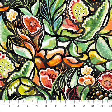 Fabric, My Mother's Garden Black Floral DP24820-99