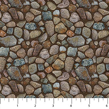 Fabric, Cabin View Brown Multi Stones DP25125-36