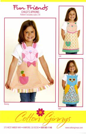 Pattern, Fun Friends Child's Apron, Cat, Bunny Owl