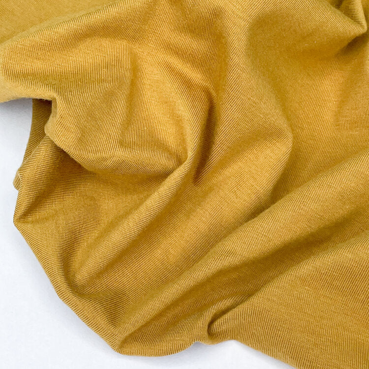 Fabric, Knit Hudson Cotton /TENCEL / Spandex Blend - Dark Mustard