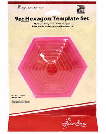 Ruler, Hexagon Template Set, 9 pc