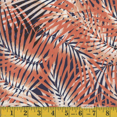 Fabric, Knit, Palm, Navy/Peach DTY FT1 K8788-C94-081722