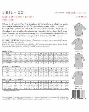 Pattern, Liesel & Co., Gallery Tunic & Dress