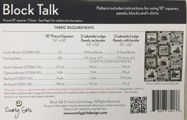 Pattern, Block Talk with Lakeside Lodge Fabrics