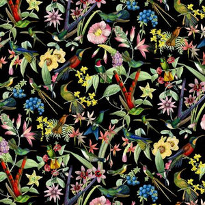 Fabric, Hummingbirds M4915E-BLACK