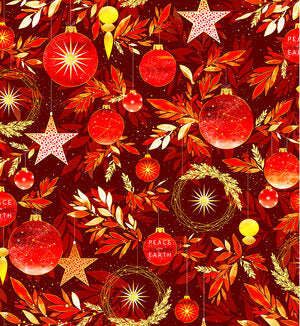 Fabric, Noel, Christmas Red Christmas Decorations 4341