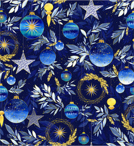 Fabric, Noel, Christmas Blue Christmas Decorations 4343