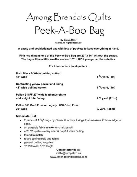 Pattern, ABQ, Peek-A-Boo Bag