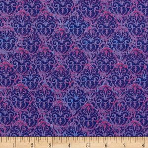 Fabric, Blossom & Bloom Purple Nouveau Damask 74206-636