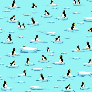 Fabric, Burr, Sky Blue Aqua Penguins SB20398925